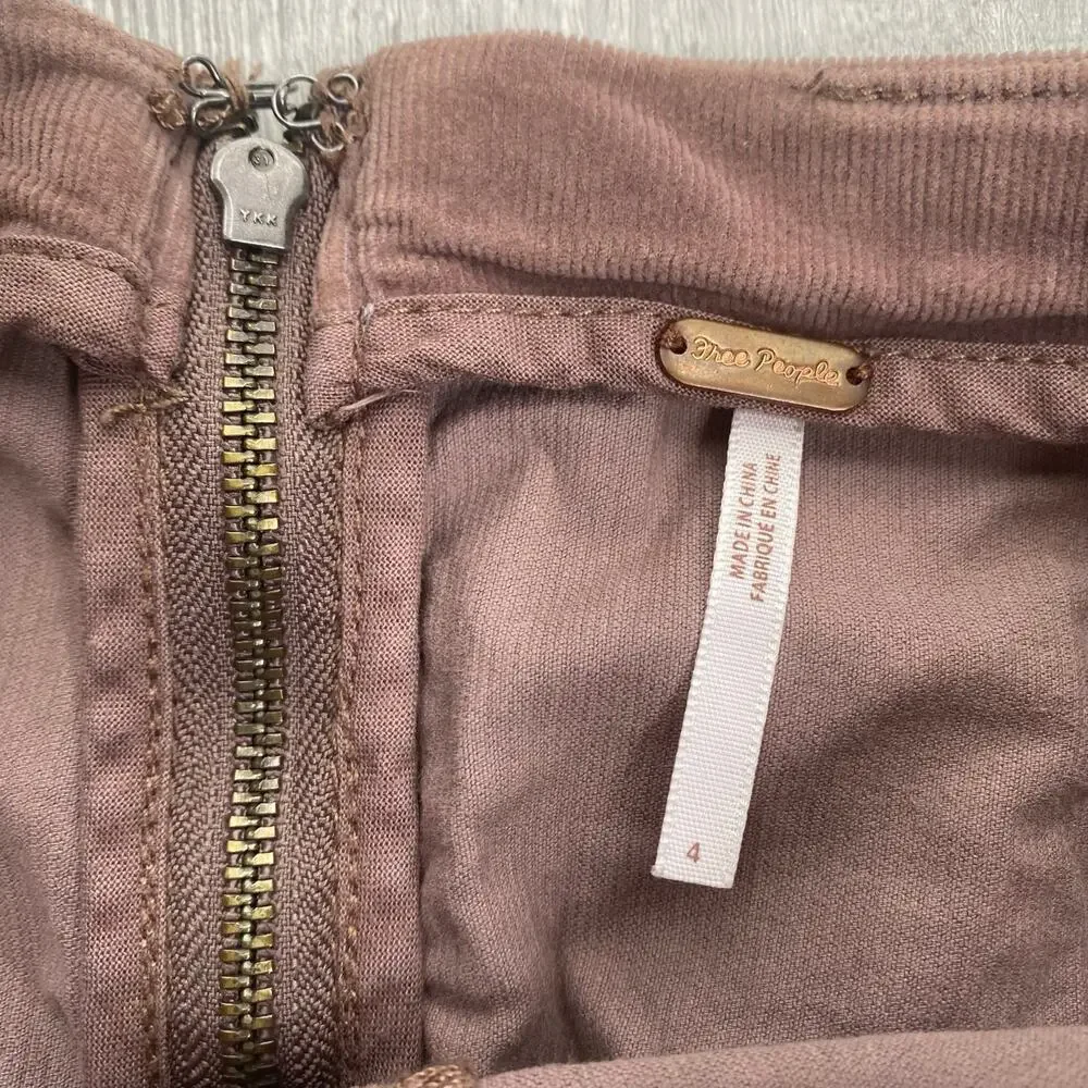 Free People Women's Birchwood Taupe Brown Corduroy Femme Mini Skirt Size 4